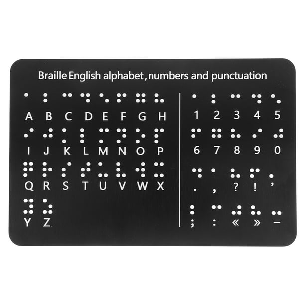 Tablero de alfabeto braille con puntos en relieve, números y puntuación, tablero de aprendizaje de letras para principiantes, ayuda didáctica para niños ciegos, color negro