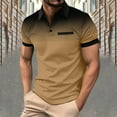 thumbnail image 2 of bnaln Mens Polos Shirts Short Sleeve Gradient Color Gym Workout Golf T-Shirt Casual Fashion V Neck Button Down Tops Athletic Tennis Shirts Loose Casual Hawaiian Beach Vacation Clothes, 2 of 2