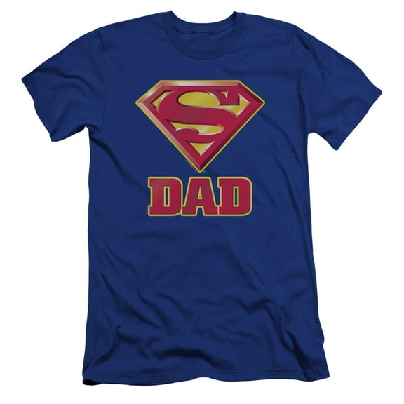 Superman Super Dad Premium Adult Slim Fit 30/1 T-Shirt Royal Blue