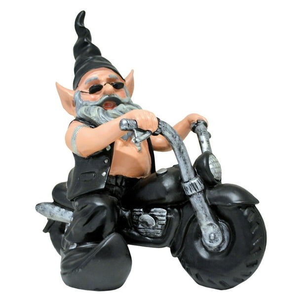 Homestyles "Biker Dude" the Biker Gnome in Leather Motorcycle Gear
