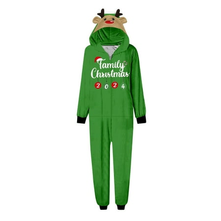 

Green Pajamas Women Mom s 2024 Family Printed Home Leisure Jumpsuit Pajama Parent Child Outfit Christmas Pajamas for Family