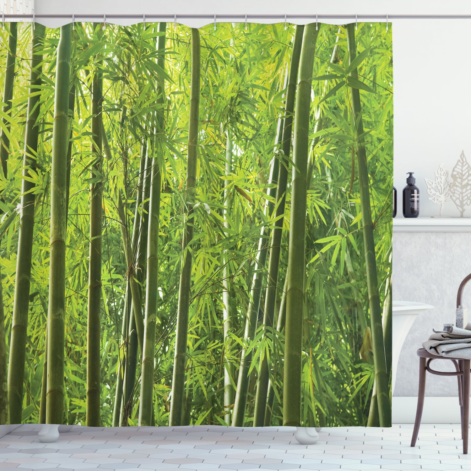 Shower Curtain Set Polyester Waterproof Fabric Sprout Bamboo Forest Background Shower Curtain Set Polyester Waterproof Fabric Sprout Bamboo Forest Background