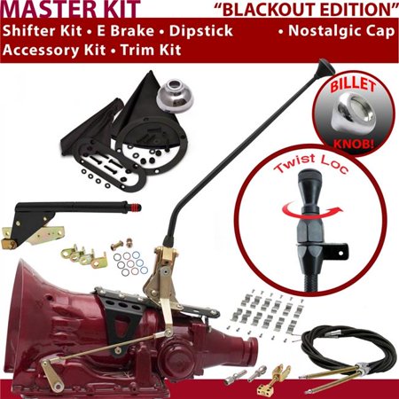 American Shifter 4L80E Shifter Kit Black 16 in. E Brake Cable Clamp Trim Kit Dipstick for F2C26