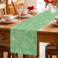 thumbnail image 5 of Ocean Conch Shell Table Runner 70 Inches, Coastal Seahorse Coral Bows Vintage Green Bed Runner Dresser Scarves Tabletop for Indoor Outdoor Parties/Ceremony/Banquet, 13" x 70", 5 of 9