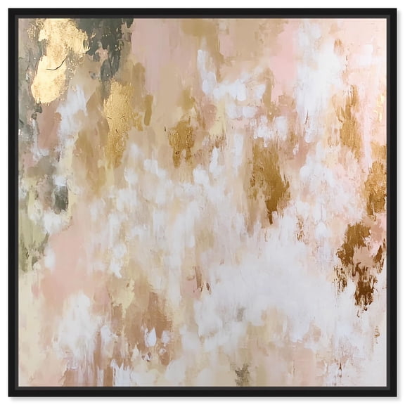 Golden Glimmer Gesture III Canvas Neutral Wall Art by Art Remedy, Black Frame, 12 x 12