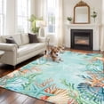 thumbnail image 2 of 5'x7' Area Rugs, Blue Coastal Indoor Outdoor Area Rug for Living Room Bedroom, Summer Nautical Beach Coral Starfish Washable Bathroom Rugs Kitchen Floor Carpet Mats Home Decor Aesthetic, 2 of 8