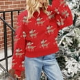 thumbnail image 2 of BOOMNY Christmas Womens Sweater Long Sleeve Sweaters for Women Xmas Deer Embroidery Crewneck Knit Pullover Trendy Tops 2025 Fall Winter Knitwear, 2 of 5
