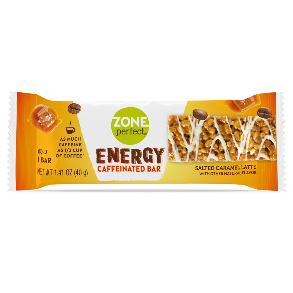 ZonePerfect Energy Caffeinated Bars, Salted Caramel Latte, 1.41 oz, 30