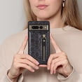 thumbnail image 4 of Google Pixel 7 Pro Case for Women with Card Holder 6.7" 5G 2022,Google Pixel 7 Pro Phone Case with Strap,Crossbody Lanyard Cases with Credit Card Slots Kickstand Case,Black Leopard, 4 of 14