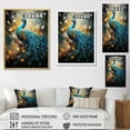 thumbnail image 4 of Designart "Blue Yellow Emerald Peacock Drips II" Animals Wall Decor, 4 of 5