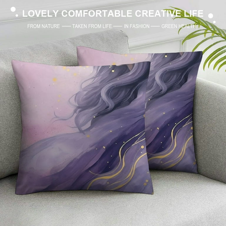 RUIYC Purple and Grey Throw Pillows Cover Lavender Gold Gray
