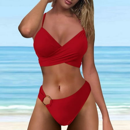 Yanyanz Swim Suits for Women 2025  Women s High Waisted Bikini Sets Sporty Two Swimsuits Color Block High Cut V Neck Bathing Suits  Women Swimsuits