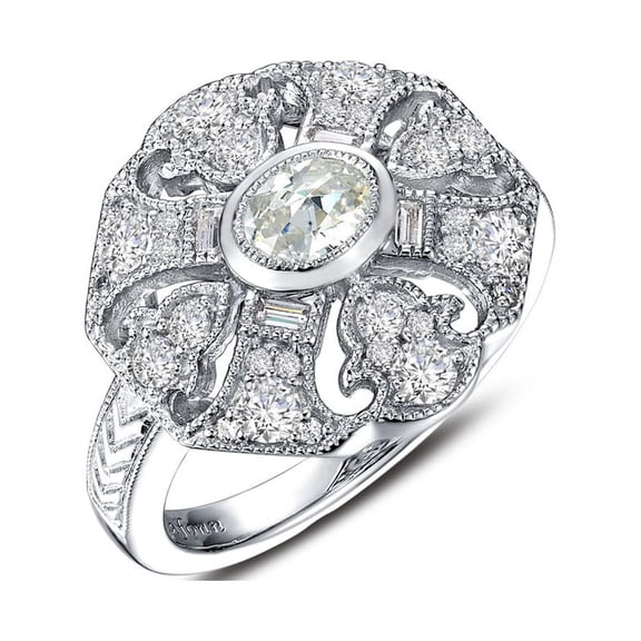 Lafonn Heritage  Sterling Silver Platinum Plated Lassire Simulated Diamond Ring (1.08 CTTW)