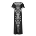 thumbnail image 2 of Women's Summer Casual V-Neck Split Short Sleeve Printing Dresses, 2 of 8