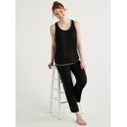 Joyspun Women's Cotton Blend Tank Top and Pants Pajama Set, 2-Piece, Sizes S to 3X