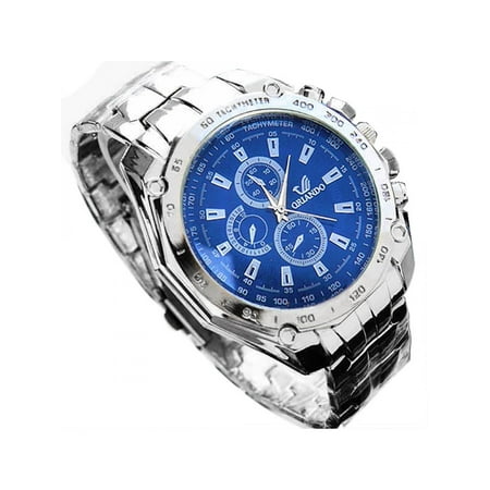 Men's Fashion Stainless Steel Belt Sport Business Quartz Watch Wristwatches (Best Deal On Wrist Watches In India)