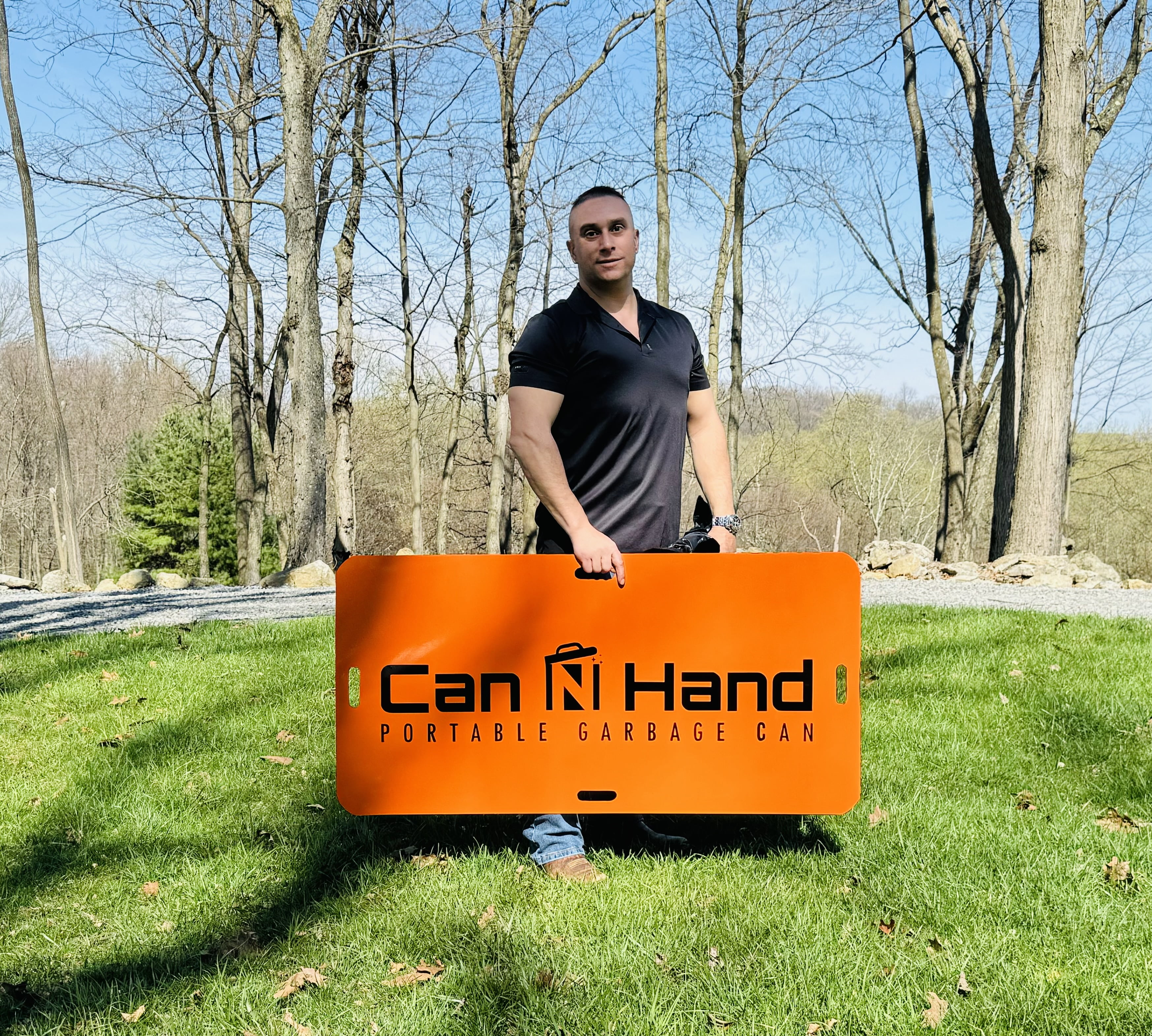 Can N Hand Portable Garbage Can, 35-55 Gal, Removable Liner, Orange, 1 Count