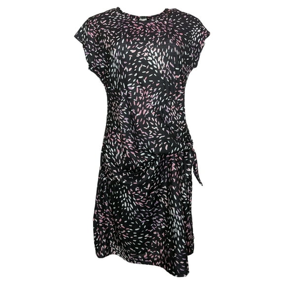 Nicole Miller Women's Dresses Sz S Short Sleeve Side Tie Knot Shirt Dress Black