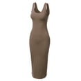 thumbnail image 2 of Women's Ruched Bodycon Sundress Scoop Neckline Midi Fitted Casual Dress BROWN L, 2 of 4
