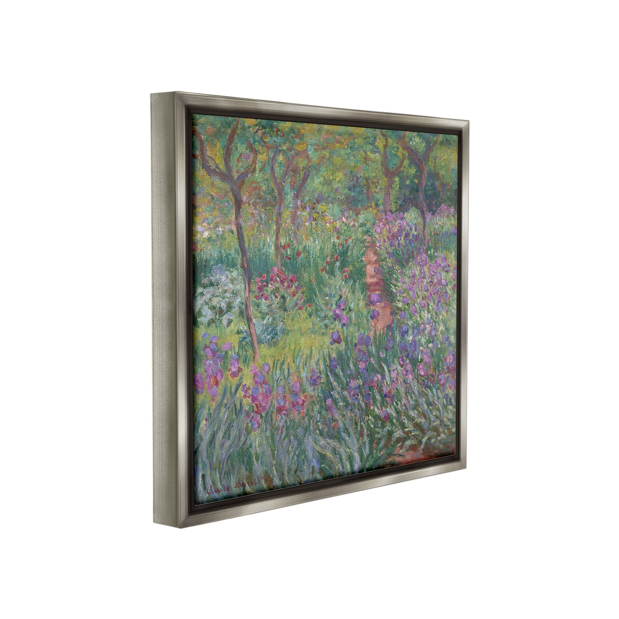 Stupell Industries Lavender Garden Path Landscape Painting Gray Floater Framed Canvas Art Print Wall Art, 25 x 25