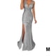 thumbnail image 3 of Vestido de noche Sonducket Traje de fiesta Cuello en V Hombro Sirena Cóctel Sin mangas Plata S M L XL XXL 3XL, 3 of 6
