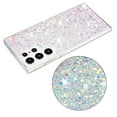 thumbnail image 3 of Bling Glitter Case for Samsung Galaxy S24 Ultra for Women Girls, Pretty Star Flash Twinkle Stardust Relief Pattern, Sparkling Powder Decoration, Heavy Duty Shockproof Protection Cover,White, 3 of 3