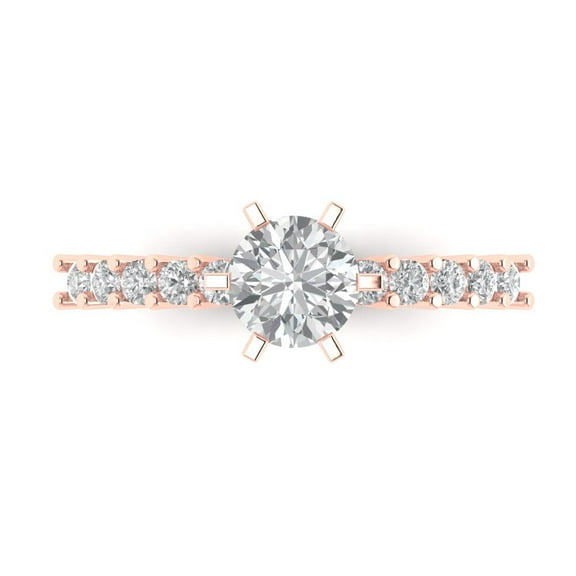 Clara Pucci 14K Rose Gold 1.05ct Moissanite Solitaire with Accents Ring