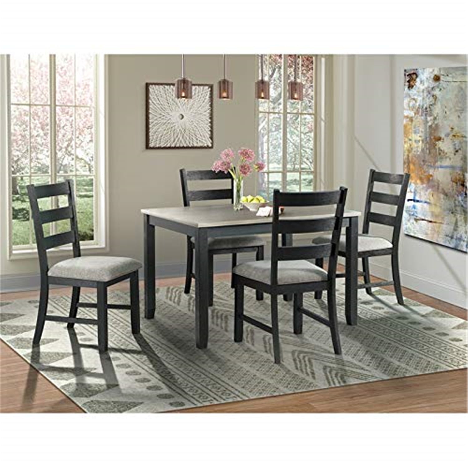 Picket House Furnishings Stanford 7PC Dining Set Round Table 6 Kitchen Chairs Walmart