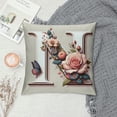 thumbnail image 2 of GOSMITH  Initial Letter Floral Throw Pillow Cover for Women Girls Room Bed Sofa Couch Decoration, Decorative Monogram Alphabet Rose Butterfly Flower Pillowcase Cushion Case, 2 of 5