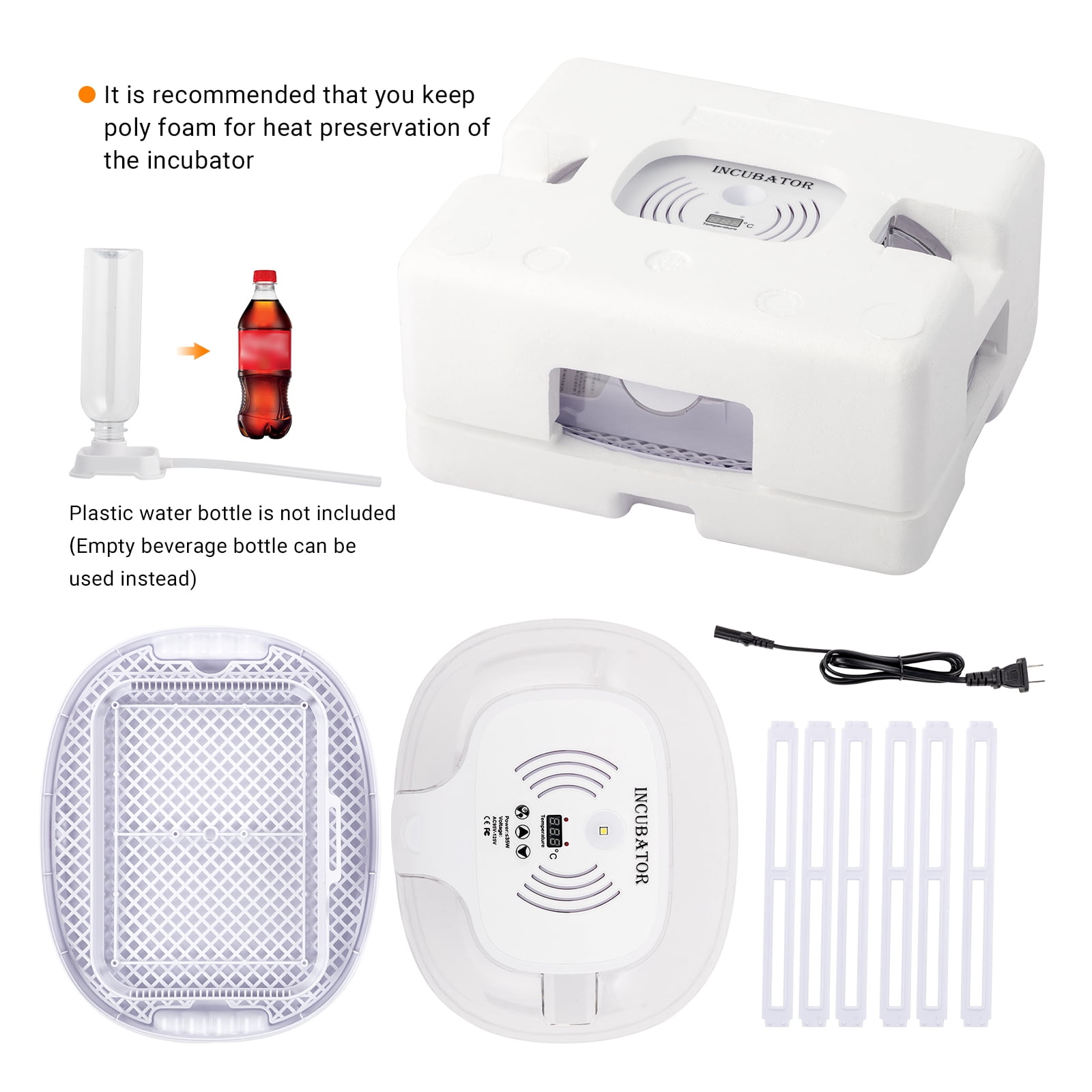 Pefilos 360 Degree View Egg Incubators for Hatching Eggs, 16 Eggs Incubator with Automatic Egg Turning, Egg Candler for Hatching Chicken Duck Quail Goose Birds, White