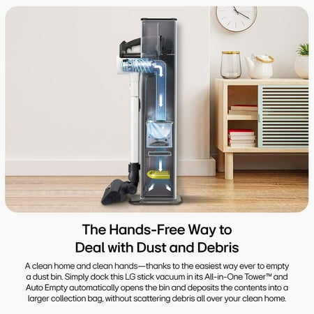 LG - CordZero All-in-One Cordless Stick Vacuum with Dual Floor Max Nozzle - Essence White