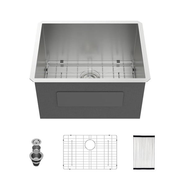 Lavabo para lavandería Kichae 23, lavabo bajo encimera de acero inoxidable de 13 litros