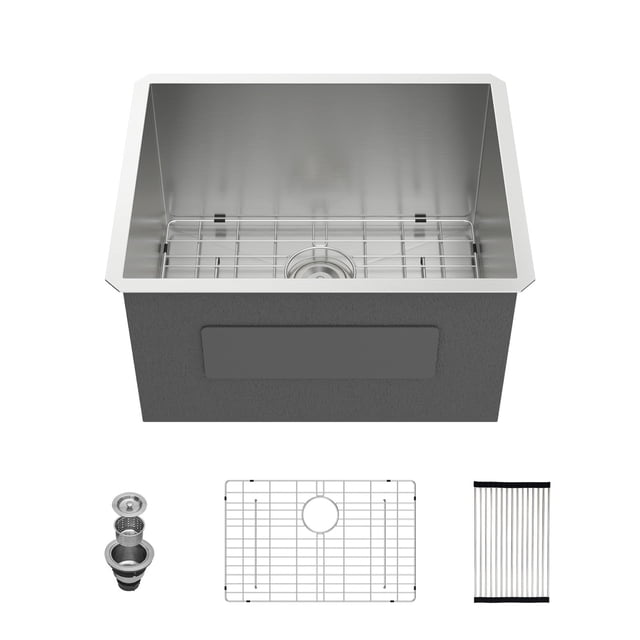 Lavabo para lavandería Kichae 23, lavabo bajo encimera de acero inoxidable de 13 litros