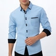 thumbnail image 4 of DeHolifer Mens Dress Shirt Color Block Long Sleeve Business Casual Button Down Work Shirts Sky Blue 2XL, 4 of 6