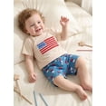 thumbnail image 3 of Cenuakty 3M-5T Toddler Boy Outfit 4th of July Short Sleeve Crew Neck America Flag Embroidery Tops and Popsicle Print Shorts Set, 3 of 9