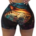 thumbnail image 2 of Logiee Underwater Treasure Chest Print Women's Biker Shorts,Workout Gym Shorts,Scrunch Shorts,Tummy Control Hidden Scrunch Running Yoga Shorts-Large, 2 of 8