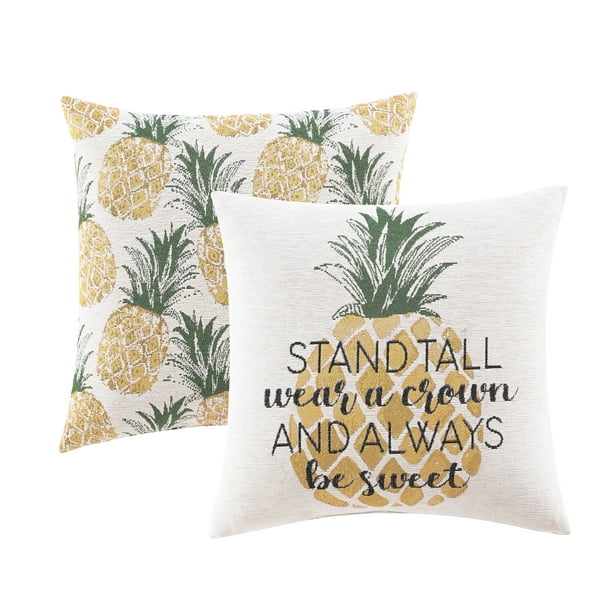 Mainstays Decorative Throw Pillow, Chenille Jacquard Pineapple, Square