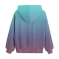 thumbnail image 5 of 9-10 Years Child Girls' Hoodie Gradient Lined Sweatshirt With Hood Pocket Casual Tops Long Sleeve Pullover Sweatshirts Teenagers Dark Purple Sports Hoodie, 5 of 6