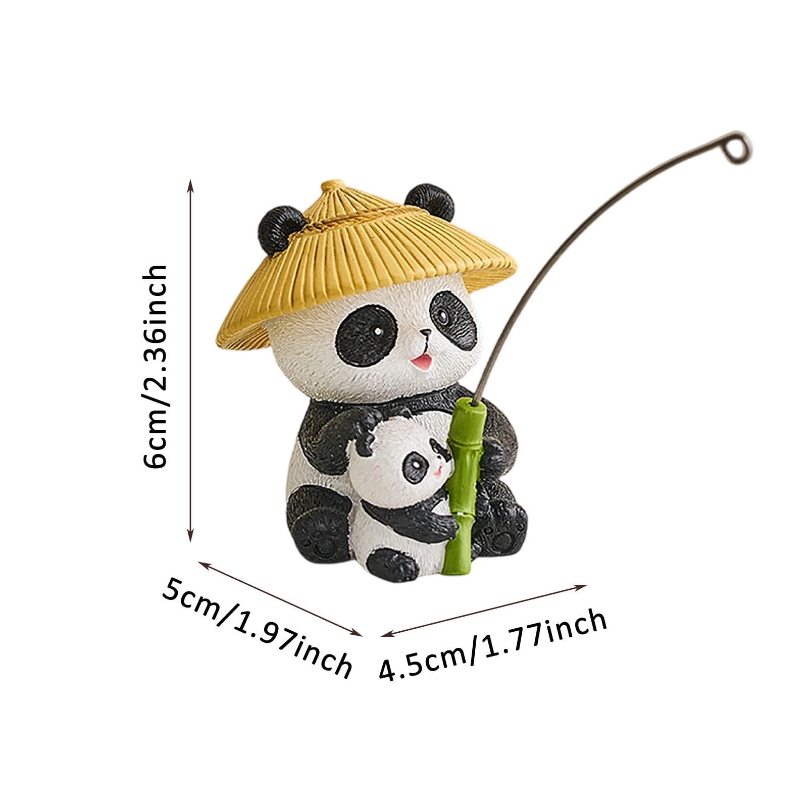 Cute Panda Fisher Sculpture - Funny Fishing Panda Statue for Aquarium Tank, Garden Patio Decor, Animal Landscape Ornament and Panda Figurine Collectible