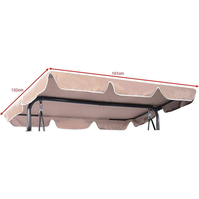Techo de repuesto para columpio de jardín anti-UV, techo abatible de tejido Oxford 600D impermeable con borde de 12 cm de ancho, dimensiones 191 x 132 cm (beige)