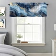 thumbnail image 3 of Abstract Marble Window Valance for Kitchen, Luxury Gorgeous Blue Gold Ocean Rod Pocket Short Curtain for Small Windows, Light Filtering Decorative Valance, 42 x 18 Inch, 1 Panel, 3 of 9