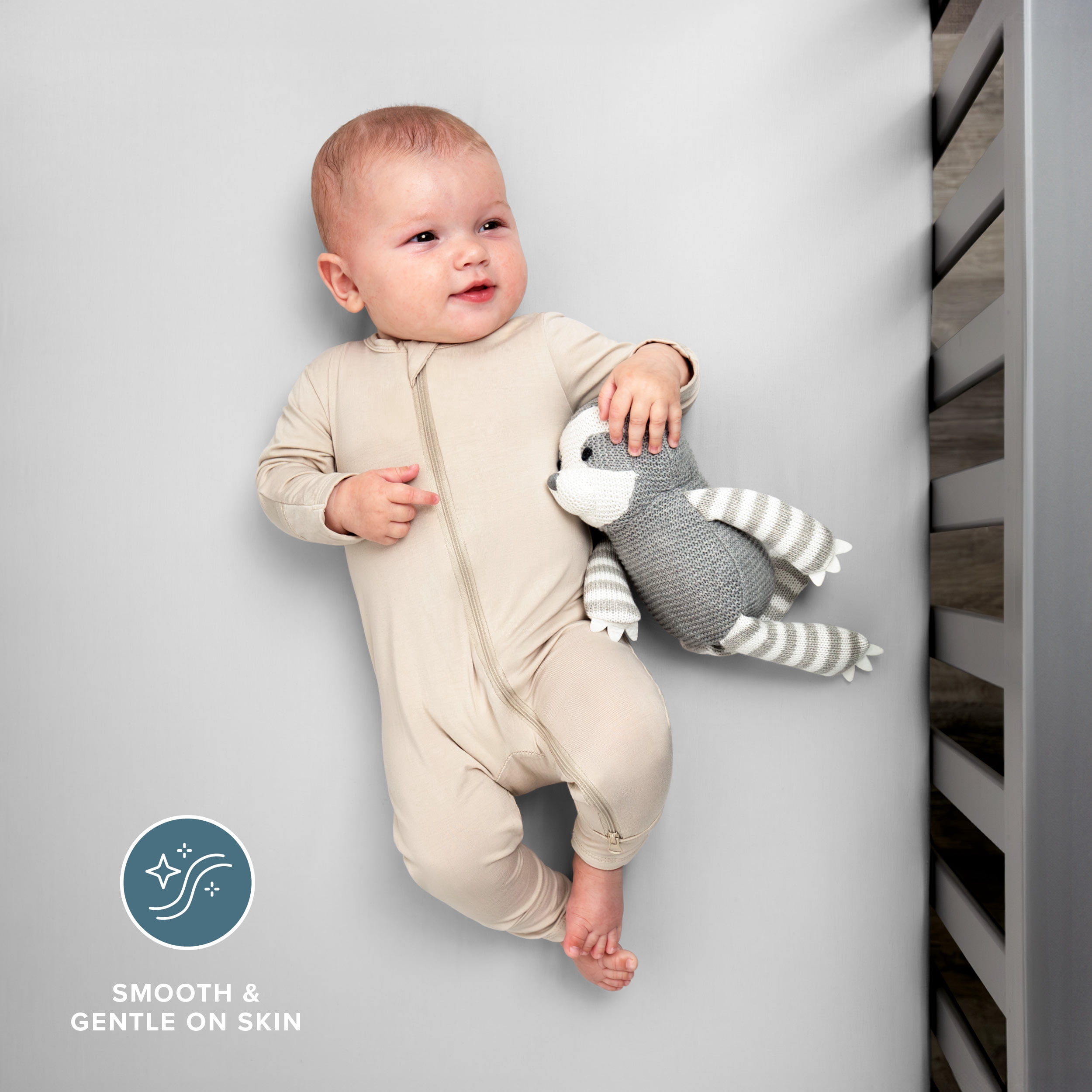 Bare Home 2 Pack Fitted Sheets - Premium 1800 Collection - Ultra Soft - Crib, Cloud Grey/White