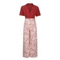 thumbnail image 4 of Ensemble 2 Pcs pour Femmes Été 2023 Haut Court Col en V et Pantalon Large, 4 of 8