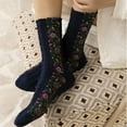 thumbnail image 5 of Saturatione Socks-Vintage Embroidered Floral Socks, Women’s Retro Cotton Soft Breathable Dress Sock Fall Winter, 5 of 7
