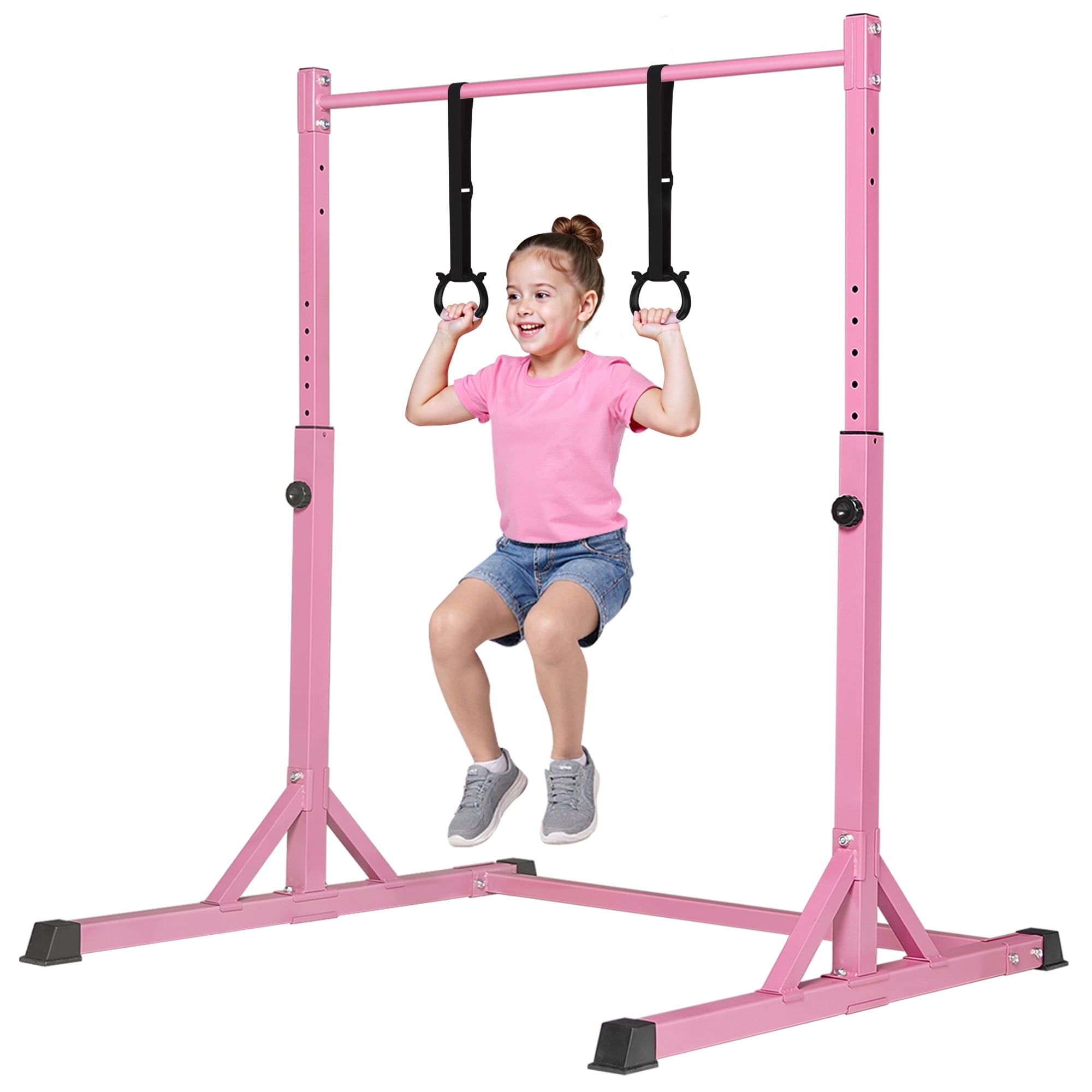 Primy 230LBS Gymnastics Bar for Kids, 39~61in Adjustable Height Steel Gymnastic Horizontal Bars, Stable Gymnastics Equipment Junior Training Bar for Home Using for Children