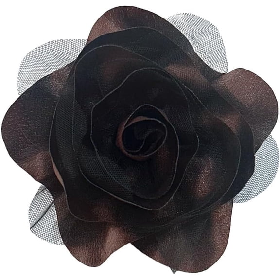 Satin Fabric Rose Flower Brooch for Women 5.5in Oversized Camellia Corsage Elegant Floral Boutonniere for Wedding Party Dance Banquet Ceremony Dress Accessory Handmade Jewelry