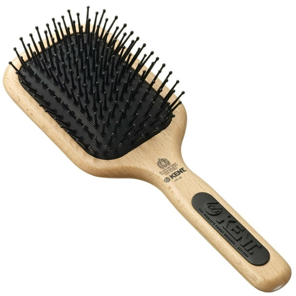 Kent PF18 Medium Cushion Paddle Brush - Detangling for Fine, Long, Thick and Curly Hair, Scalp Massager and Growth Stimulator, Wet or Dry Use. Made in England