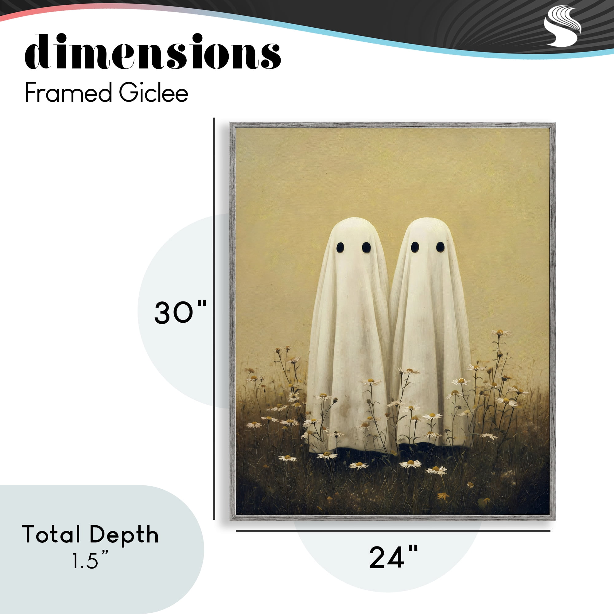 Daisy Ghost Couple Gray Framed Giclee Art, design by Arlington Prints