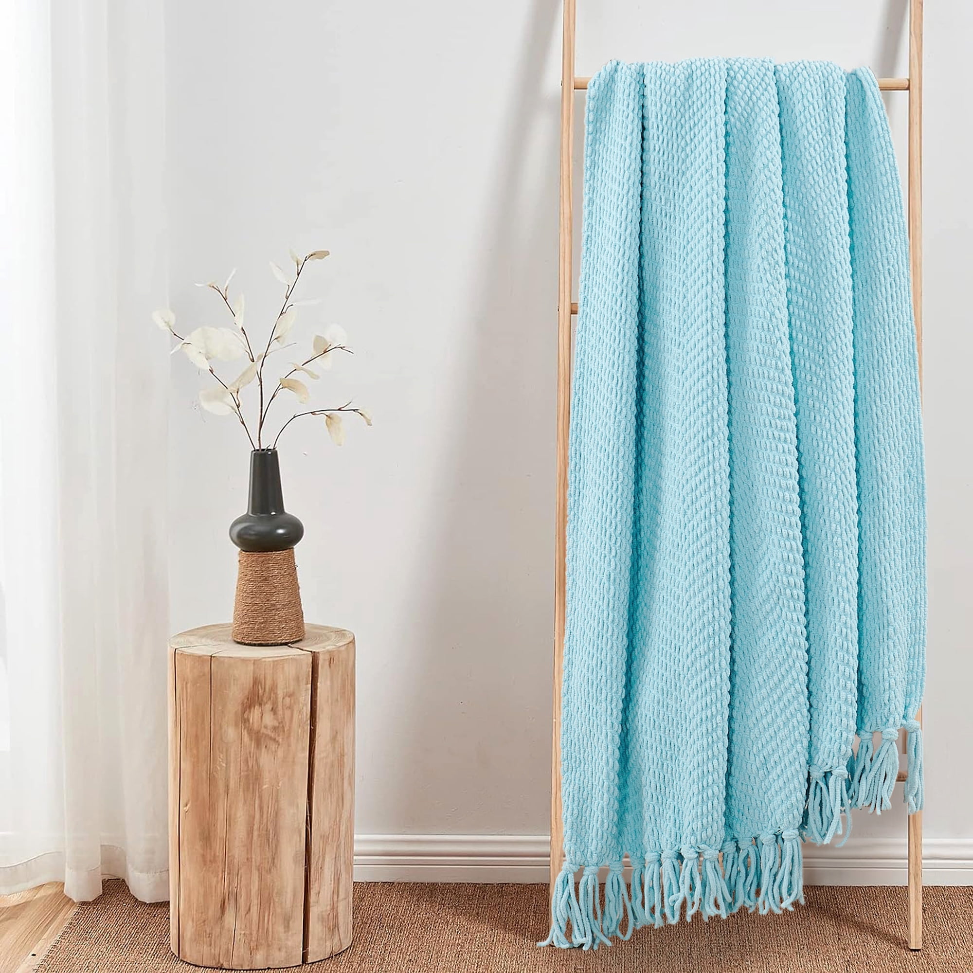 Home Soft Things Reversible Tweed Throw Blanket, Super Soft & Cozy - Aquamarine, 60x80"