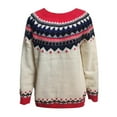 thumbnail image 5 of sususu Fall Sweaters for Women Ethnic Argyle Sweaters Colorful Striped Long Sleeve Crewneck Pullover Jumper Top,A01-Red,XXXXL, 5 of 5